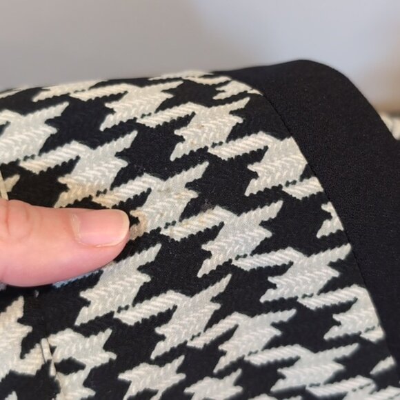 Vintage Houndstooth Overcoat Trench Duster Jacket Open Front Mid Length 80s 90s - Picture 13 of 13